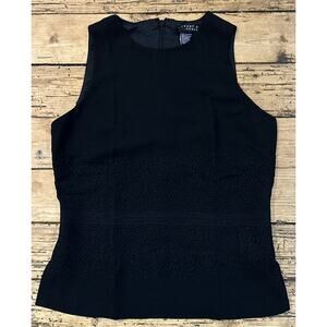 August Silk Dress Women’s Black Sleeveless Embroidered Blouse Size 4 NWOT
